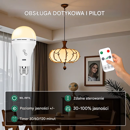 ŁADOWALNA ŻARÓWKA LED USB-C Z PILOTEM